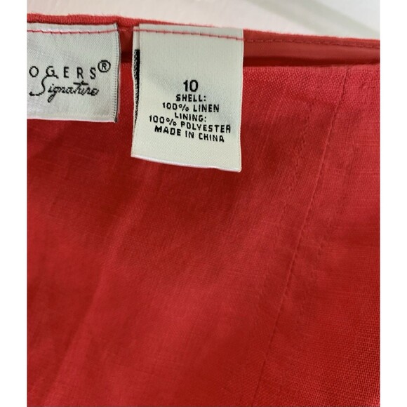 Kim Rogers Coral Linen Lined Midi Flared Skirt Sz 10 - Picture 6 of 7